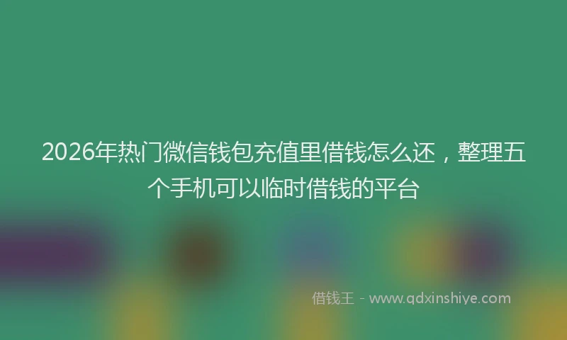 2026年热门微信钱包充值里借钱怎么还，整理五个手机可以临时借钱的平台
