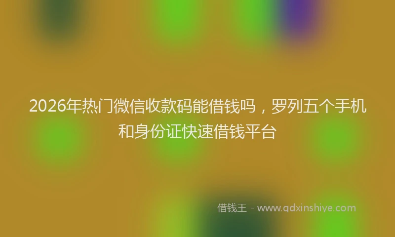 2026年热门微信收款码能借钱吗，罗列五个手机和身份证快速借钱平台