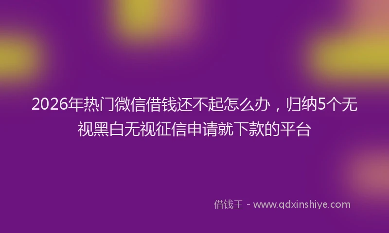 2026年热门微信借钱还不起怎么办,归纳5个无视黑白无视征信申请就下款的平台