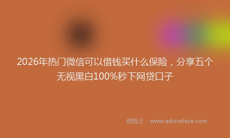2026年热门微信可以借钱买什么保险，分享五个无视黑白100%秒下网贷口子