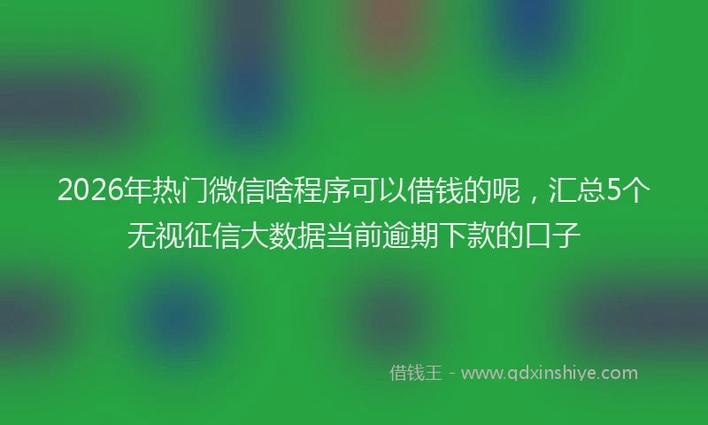 2026年热门微信啥程序可以借钱的呢，汇总5个无视征信大数据当前逾期下款的口子