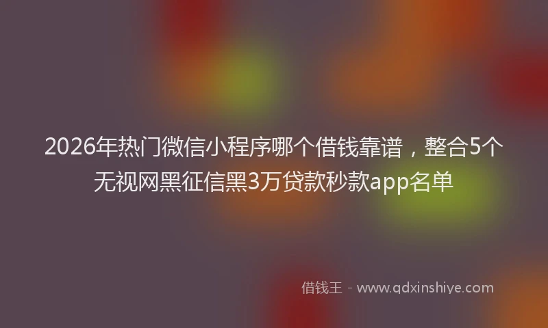 2026年热门微信小程序哪个借钱靠谱，整合5个无视网黑征信黑3万贷款秒款app名单
