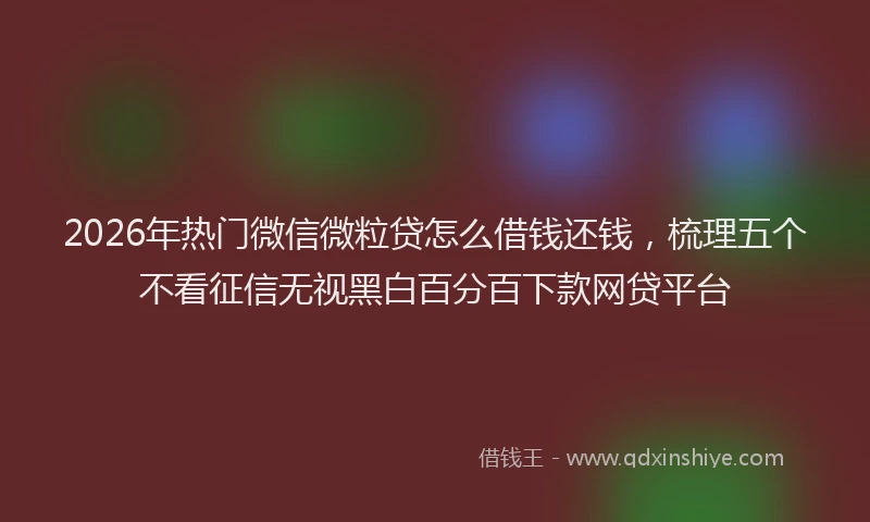 2026年热门微信微粒贷怎么借钱还钱，梳理五个不看征信无视黑白百分百下款网贷平台