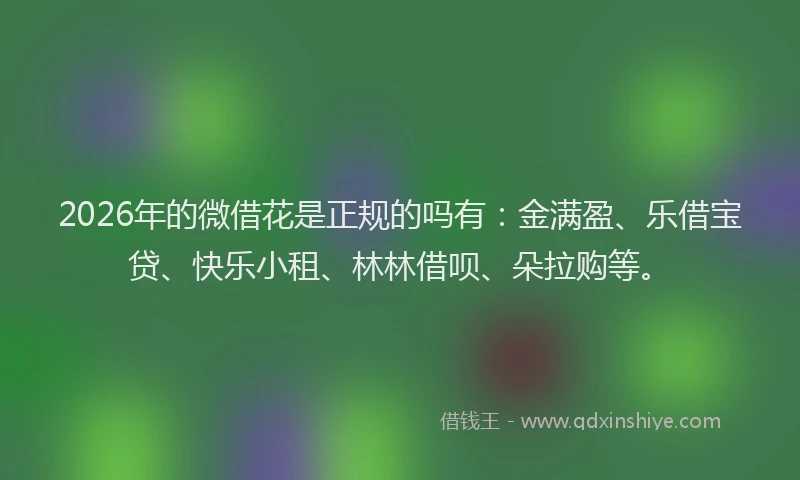 2026年的微借花是正规的吗有：金满盈、乐借宝贷、快乐小租、林林借呗、朵拉购等。