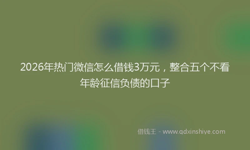 2026年热门微信怎么借钱3万元,整合五个不看年龄征信负债的口子