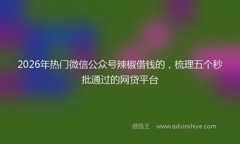 2026年热门微信公众号辣椒借钱的，梳理五个秒批通过的网贷平台