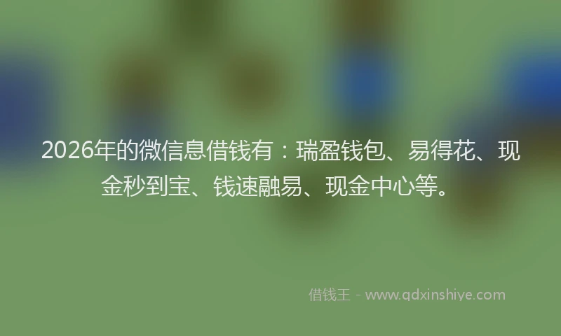 2026年的微信息借钱有：瑞盈钱包、易得花、现金秒到宝、钱速融易、现金中心等。