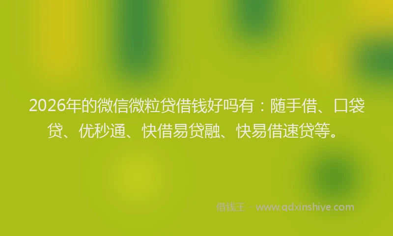 2026年的微信微粒贷借钱好吗有：随手借、口袋贷、优秒通、快借易贷融、快易借速贷等。