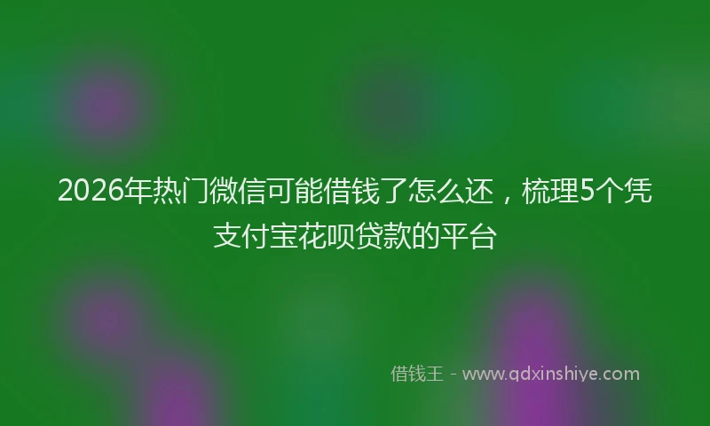 2026年热门微信可能借钱了怎么还，梳理5个凭支付宝花呗贷款的平台