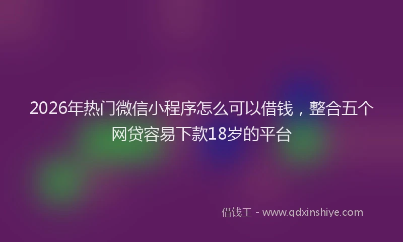 2026年热门微信小程序怎么可以借钱，整合五个网贷容易下款18岁的平台