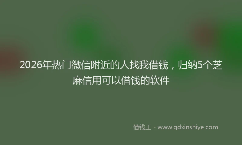 2026年热门微信附近的人找我借钱，归纳5个芝麻信用可以借钱的软件