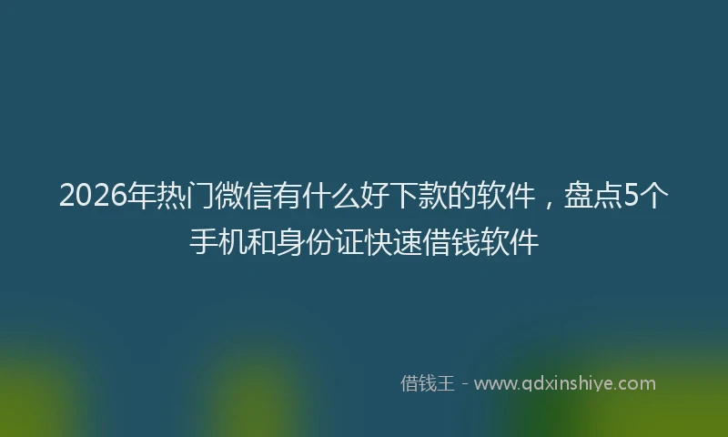 2026年热门微信有什么好下款的软件，盘点5个手机和身份证快速借钱软件