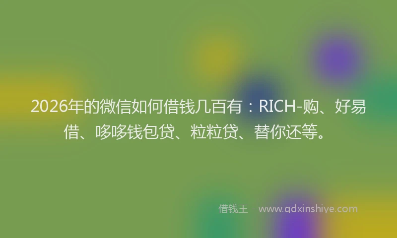 2026年的微信如何借钱几百有：RICH-购、好易借、哆哆钱包贷、粒粒贷、替你还等。