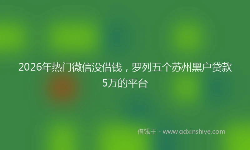 2026年热门微信没借钱，罗列五个苏州黑户贷款5万的平台