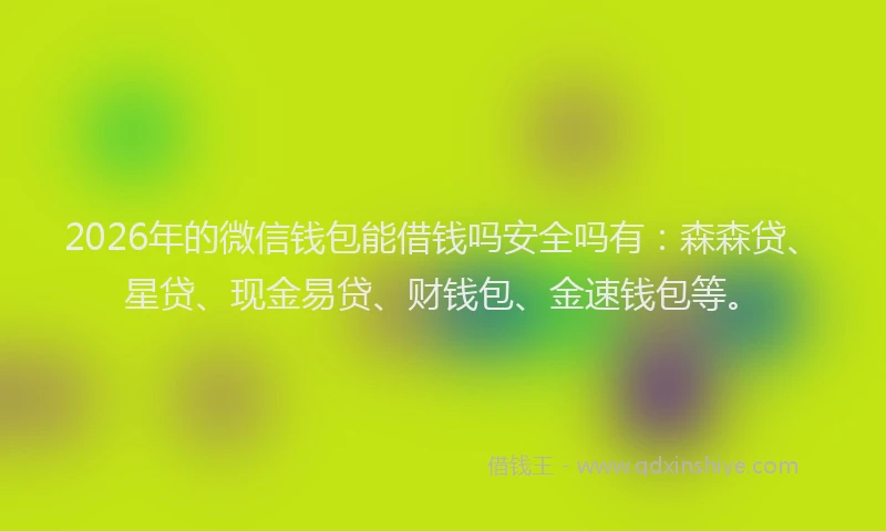 2026年的微信钱包能借钱吗安全吗有：森森贷、星贷、现金易贷、财钱包、金速钱包等。
