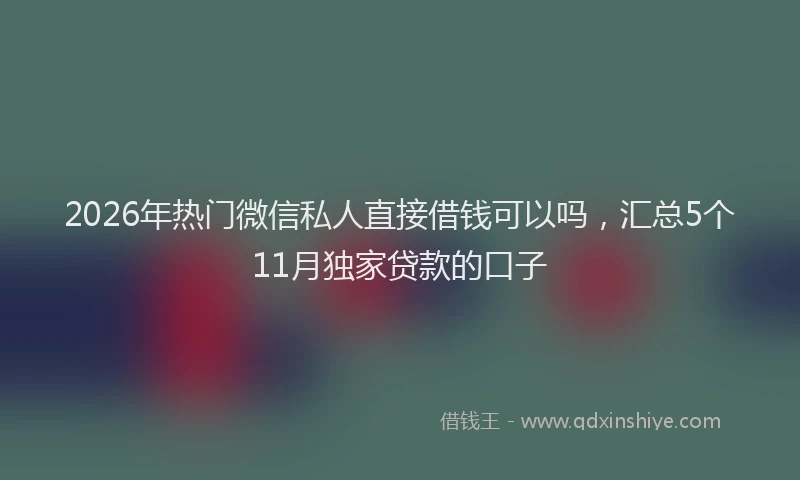 2026年热门微信私人直接借钱可以吗，汇总5个11月独家贷款的口子