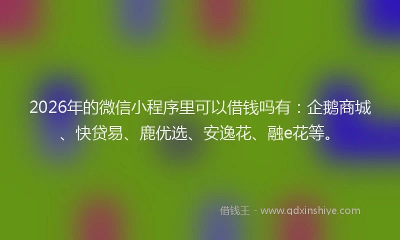 2026年的微信小程序里可以借钱吗有：企鹅商城、快贷易、鹿优选、安逸花、融e花等。