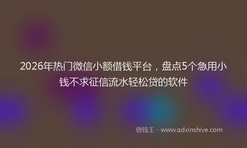 2026年热门微信小额借钱平台，盘点5个急用小钱不求征信流水轻松贷的软件