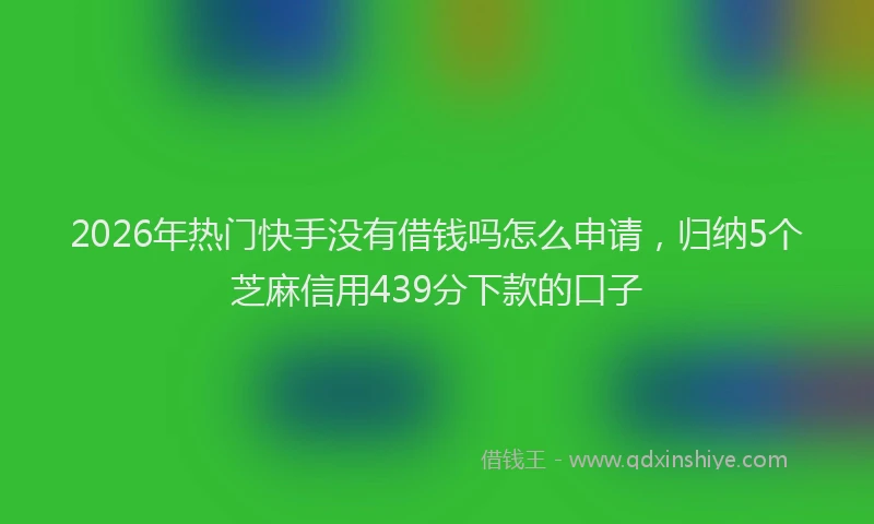 2026年热门快手没有借钱吗怎么申请,归纳5个芝麻信用439分下款的口子