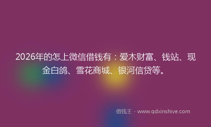2026年的怎上微信借钱有：爱木财富、钱站、现金白鸽、雪花商城、银河信贷等。