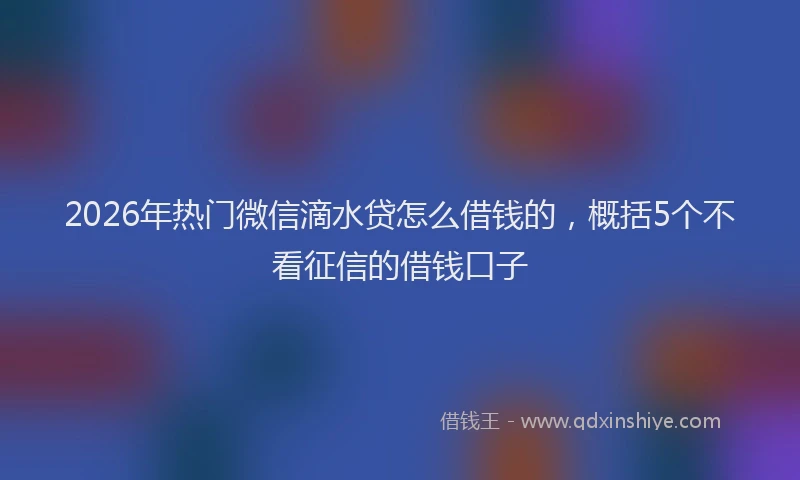 2026年热门微信滴水贷怎么借钱的，概括5个不看征信的借钱口子