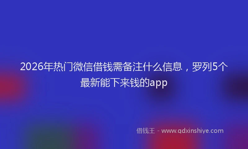 2026年热门微信借钱需备注什么信息，罗列5个最新能下来钱的app