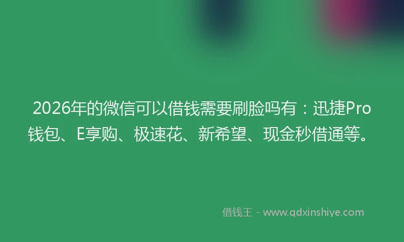 2026年的微信可以借钱需要刷脸吗有：迅捷Pro钱包、E享购、极速花、新希望、现金秒借通等。
