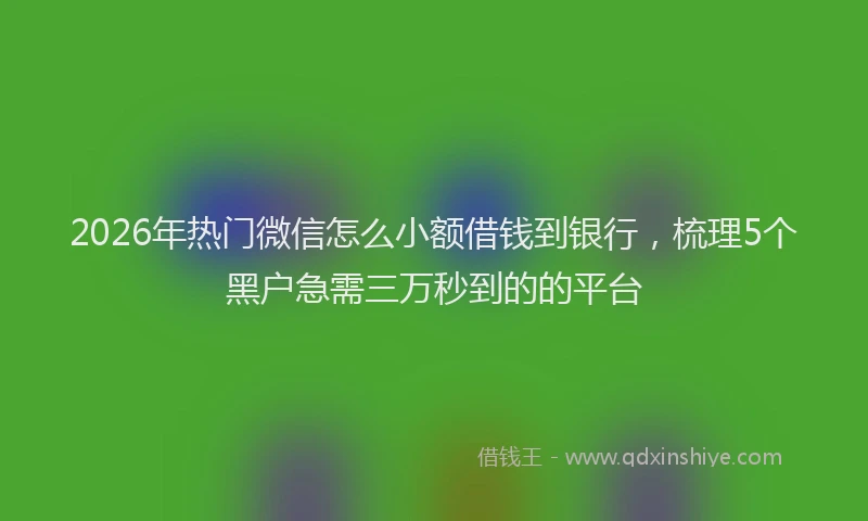 2026年热门微信怎么小额借钱到银行，梳理5个黑户急需三万秒到的的平台