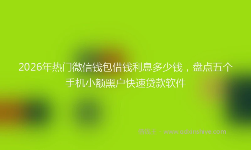 2026年热门微信钱包借钱利息多少钱,盘点五个手机小额黑户快速贷款软件