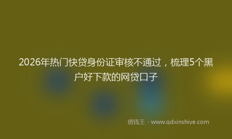 2026年热门快贷身份证审核不通过,梳理5个黑户好下款的网贷口子