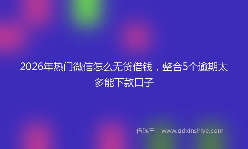 2026年热门微信怎么无贷借钱，整合5个逾期太多能下款口子