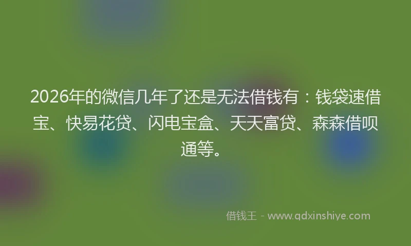 2026年的微信几年了还是无法借钱有：钱袋速借宝、快易花贷、闪电宝盒、天天富贷、森森借呗通等。