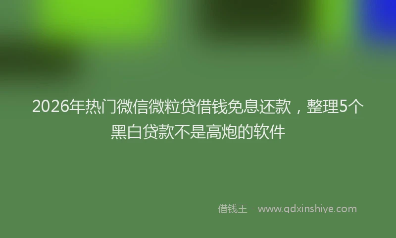 2026年热门微信微粒贷借钱免息还款，整理5个黑白贷款不是高炮的软件