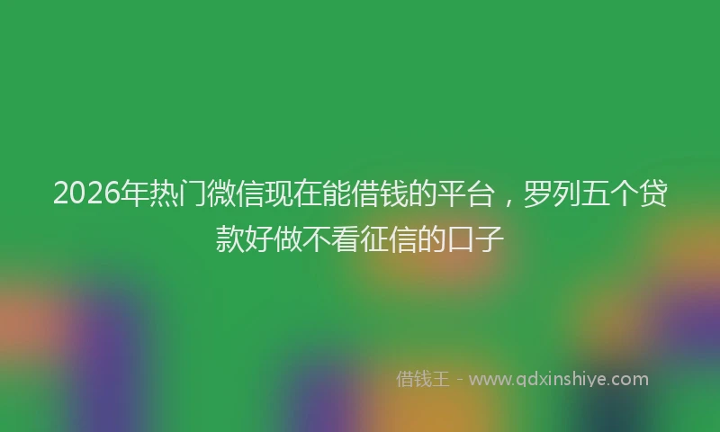 2026年热门微信现在能借钱的平台，罗列五个贷款好做不看征信的口子