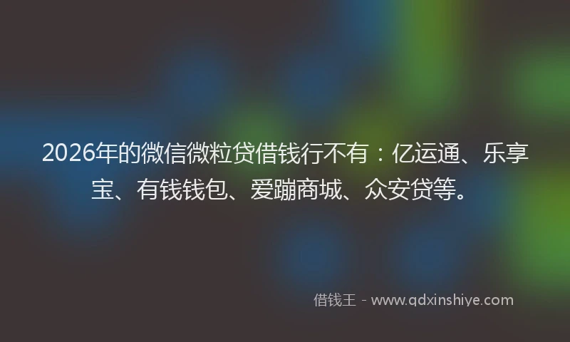 2026年的微信微粒贷借钱行不有：亿运通、乐享宝、有钱钱包、爱蹦商城、众安贷等。