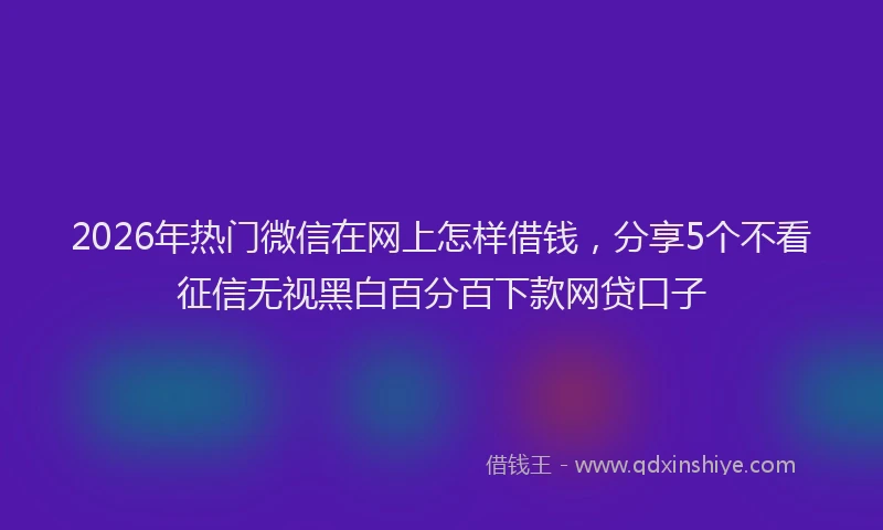 2026年热门微信在网上怎样借钱，分享5个不看征信无视黑白百分百下款网贷口子
