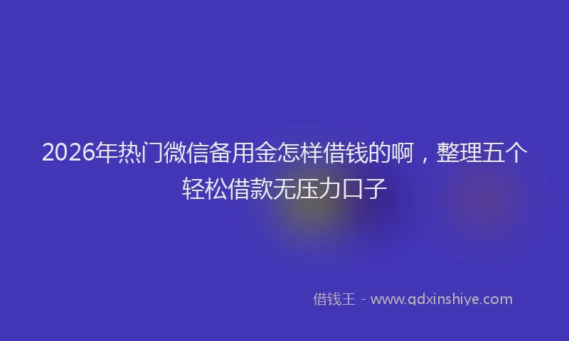 2026年热门微信备用金怎样借钱的啊，整理五个轻松借款无压力口子