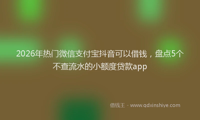 2026年热门微信支付宝抖音可以借钱，盘点5个不查流水的小额度贷款app
