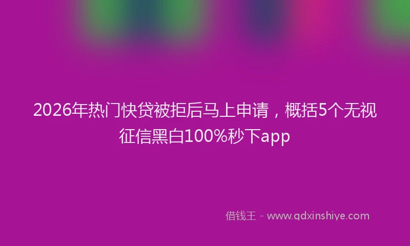 2026年热门快贷被拒后马上申请，概括5个无视征信黑白100%秒下app