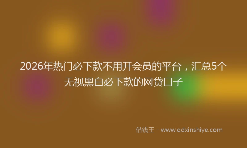 2026年热门必下款不用开会员的平台，汇总5个无视黑白必下款的网贷口子