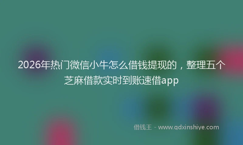 2026年热门微信小牛怎么借钱提现的，整理五个芝麻借款实时到账速借app