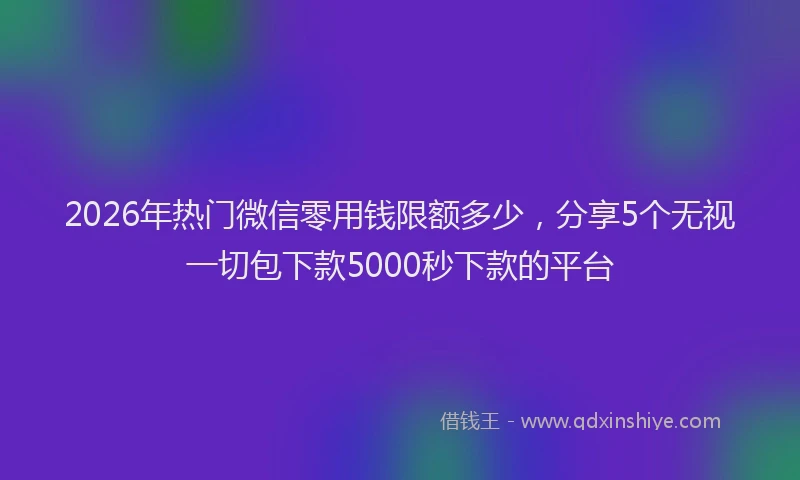 2026年热门微信零用钱限额多少，分享5个无视一切包下款5000秒下款的平台