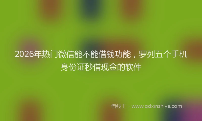 2026年热门微信能不能借钱功能，罗列五个手机身份证秒借现金的软件