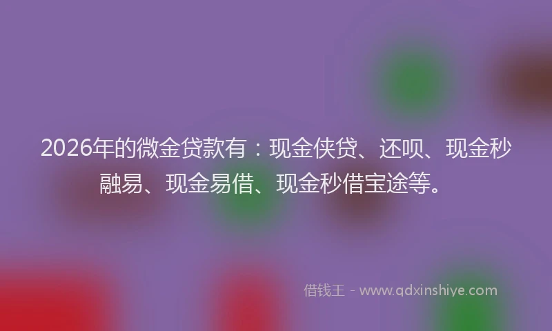 2026年的微金贷款有：现金侠贷、还呗、现金秒融易、现金易借、现金秒借宝途等。