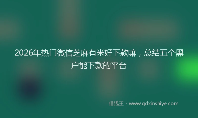 2026年热门微信芝麻有米好下款嘛，总结五个黑户能下款的平台