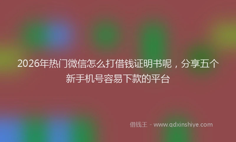 2026年热门微信怎么打借钱证明书呢，分享五个新手机号容易下款的平台
