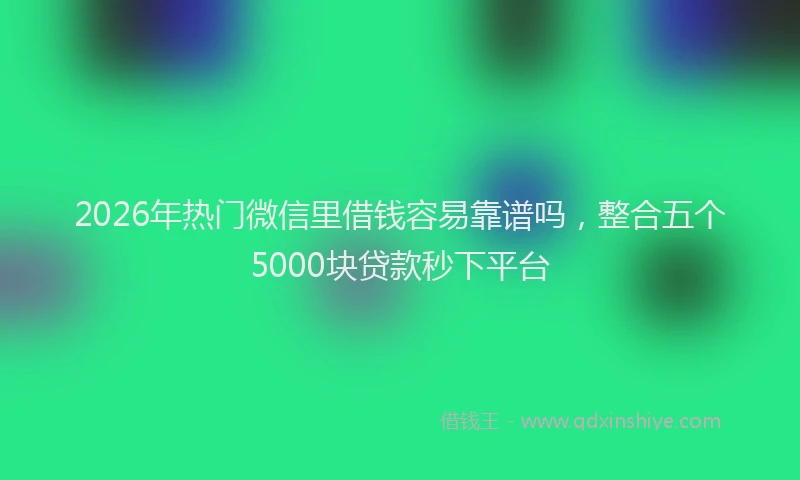 2026年热门微信里借钱容易靠谱吗，整合五个5000块贷款秒下平台