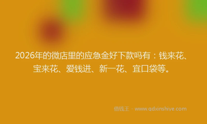 2026年的微店里的应急金好下款吗有：钱来花、宝来花、爱钱进、新一花、宜口袋等。