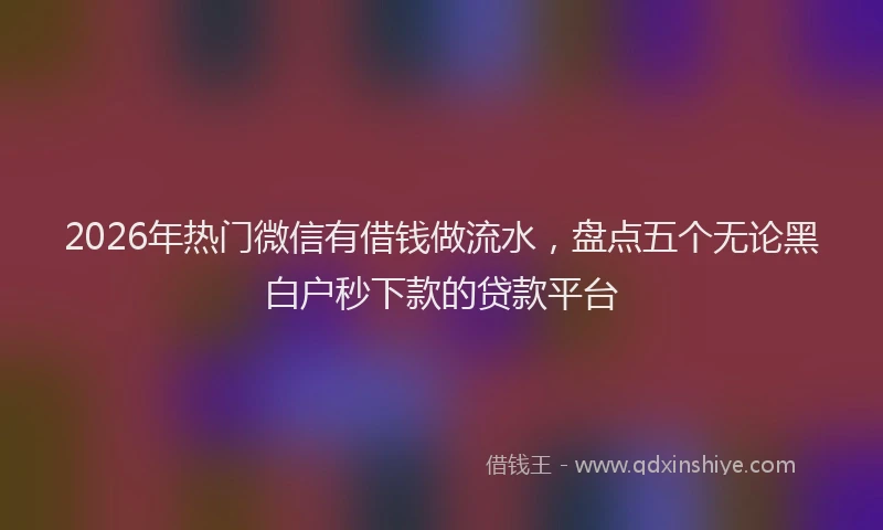 2026年热门微信有借钱做流水，盘点五个无论黑白户秒下款的贷款平台