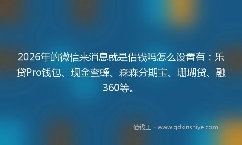 2026年的微信来消息就是借钱吗怎么设置有：乐贷Pro钱包、现金蜜蜂、森森分期宝、珊瑚贷、融360等。